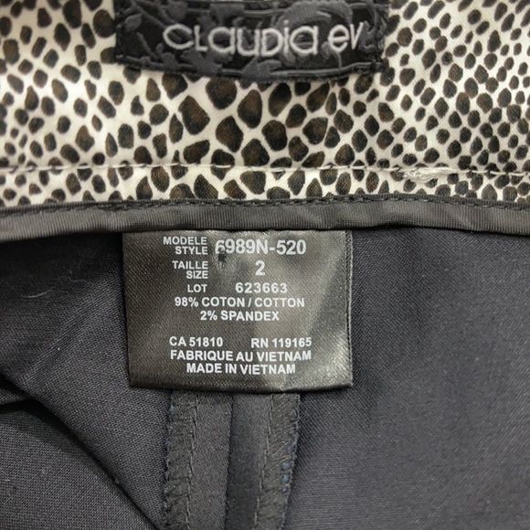 Women's Claudia Ev Black Casual Leopard Print Trim Split Bermuda Shorts (2) BI11 - Picture 6 of 10